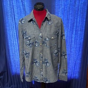 GAP Blue Floral Denim Shirt